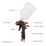 HVLP Spray Kit 1.3mm Nozzle 600ml Fluid Cup Gravity Feed Air Sprayer Mini Handheld Paint Spraying Gun for Painting