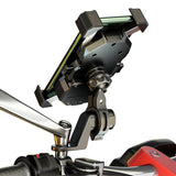 Waterproof Universal Adjustable Stainless Steel Motorcycle Phone Mount Holder Handlebar Rear-View Mirror Mounted 360 Rotation