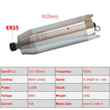 5.5KW CNC Motor 220V 380V Water Cooled Milg hine Z Axis Shaft 5500W 125mm Diameter Spindle ER25 Collet Chuck