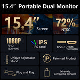 15.4 inches Expansion Screen - FHD 1920*1080 IPS Dual-screen Foldable Monitor for 15.6 - 17.3 inch Laptop