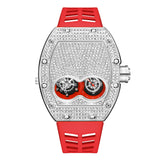 PINTIME Men's Watch Fashion Diamond Iced Out Case Silicone Strap Luxury Quartz Wristwatches Montre Relogios Masculino Hot Sale