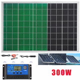 300W Solar Panel with 10A-100A Controller Set 18V ETFE Solars Plate for Home Outdoor RV Car Charging Emergency Energy Storage