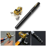 Outdoor Portable Pocket Telescc Mini Pole Pen Shape Folded Rod With Reel Wheel Fishing Accessories