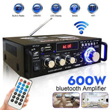 600W 12V 220V Home Amplifier HIFI USB FM Radio Car Audio Bluetooth Amplifiers Subwoofer Theater Sound System With Remote Control