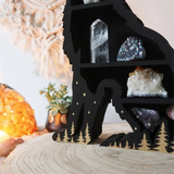 Wolf Crystal Display Shelf Wooden Essential Oil Storage Rack Wall Hanging Decor Living Room Organizer Ornaments