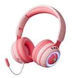 Cartoon Bluetooth 5.1 Wireless Game Headphone Cell Phone with mic RGB Light Gaming headset For Kids PC PS4 Gamer Support TF Card