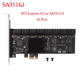 Mining 20/16/12/6 Ports 6Gb PCI Express Controller for PC Expansion Card PCIe to SATA III Converter PCIE Riser Adapter