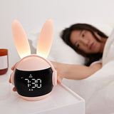 1 Piece Kids Bedroom Alarm Clock Cute Bunny Wake Up Light Alarm Clock Rechargeable