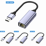 USB Ethernet Adapter USB3.0 PC Internet USB 1000Mbps Network Card RJ45 Type-C Gigabit 2.5G for Tablet Notebook