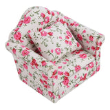 Couch Flower Pattern Fabric Sofa 1:12 Living Room Furniture Dollhouse Decoration Accessories Toy