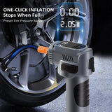 Tire Inflator Portable 4-in-1 - Cordless Electric Pump, Jump Starter, Air Compressor with Emergency Light for Car.