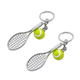 2pcs Tennis and Racket Keychain Keyring Purse Bag Pendant Decoration Hanging Ornament Creative Gift (Green)