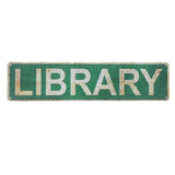 Tin Library Sign Decor Vintage Home Tin Plaque Books Art For Book Lovers Outdoor Reading Rooms Garage Cafe Club Bedroom