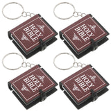 4pcs Miniature Bible Keychain Set Inspirational Keyring With English Verse For Church Presents And Party Favors
