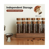 Beans Storage Container Tea Test Tube Glass Bottle with Walnut Display Rack Espresso Coffee Accessories B