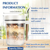 2pcs Set 16 oz Mason Jars with Silicone Lid and Spoon - Perfect for Storing Milk, Grains, Fruits, and Oatmeal