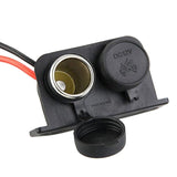 Top-3X Cigarette Lighter Socket 12V Waterproof Dual Power Plug Outlet With Wire For Car Motorcycle Scooter Boat ATV Rv