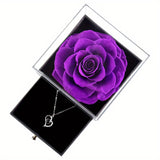 1pc Preserved Real Rose Gifts For Mothers Day With I Love You Necklace, Birthday Gifts For Women Mom Her Girlfriend Wife, Romantic Forever Eternal Flower From Daughter Son For Anniversary, Red Roses