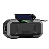 Hand Crank Solar Radio Bluetooth-Compatible Speaker Emergency LED Flashlight Power Bank Audio Device Dark Grey