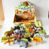 12Pcs Wild Animals Toy Model Plastic Simulated Lion Giraffe Tiger Crocodile Elephant Realistic Children's Educational Toys