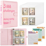 100 Envelopes Money Saving Challenge Budget Binder PU Leather Cover with Cash Envelope PVC Pocket Zipper/Digital Stickers