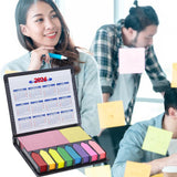Memo Pads 2024 Desktop Calendar with Colorful Sticky Notes Strong Stickiness Office Supplies Set for Easy-peel
