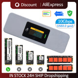 NVMe NGFF External Drive Case 10Gbps HDD Hard Disk Box with Display Screen M.2 SSD Enclosure USB3.2 Gen2 for Laptop