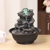 1pc Spinning Orb Rock Cascading Tabletop Fountain Zen Meditation Indoor Waterfall Feature With LED Light For Home Office Bedroom Decor, Relaxation Fountain, Holiday Gifts