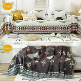 Scandinavian style sofa covers for all seasons, with a universal cover featuring plant and hybrid cat patterns, 1 piece