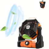 1pc Rechargeable Camping Fan With LED Lantern - Portable USB Table Fan For Tent, Travel, And Outdoor Activities - Battery Operated Powered Fan With Bright Light And Adjustable Speeds