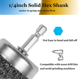 24PCS Wheel Cup Brushes Set, 1/4Inch Hex Shank Coarse Carbon Steel Wire Brush For Polishing, Cleaning Rust