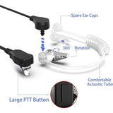 2pcs Walkie Talkie Air Acoustic Tube Surveillance Headset Two Way Radio Earpiece with PTT/VOX for Baofeng Kenwood
