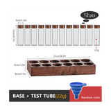 Beans Storage Container Tea Test Tube Glass Bottle with Walnut Display Rack Espresso Coffee Accessories B