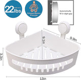 Corner Suction Cup Shower Shelf No Drilling And Reusable Corner Shower Suction Cup Caddy Easy To Install, Load 10kg Shower Storage Bathroom And Kitche