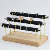 Wooden Ring Holder T-Bar Bracelets Anklets Display Stand Packaging Jewelry Tool 2