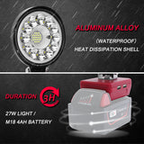 9800LM Cordless Work LED od Light Flashlight High Low Ceam Control Spotlight for Milwaukee 20V Max Li-ion Battery