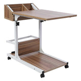 Portable Multifunctional Removable Laptop Desk with Wheels Drawer Bed Sofa Books Ancient Oak