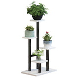 (Black rack Warm white) Multiple Level Industrial Rust Proof Steel Wood Composite Tiered Plant Stand Storage Rack Space Saving Home Organizers  Black rack Warm white