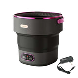 (Black purple) Folding Washing Machine with Automatic Spin Dryer for Underwear and Baby Clothes 13L Large Capacity Laundry Device  Black purple