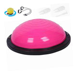(Pink) Balance Ball Half Exercise Ball with Pump for Sports Full Body Workouts Yoga Gray