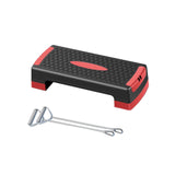 (Red Black) Aerobic Exercise Step Platform Adjustable with Resistance Bands for Home Gym Blue Black