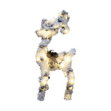 (Deer Elk  S) Christmas Flocking Statue Favor Gift with Light for Home Decoration Winter Deer Elk  S