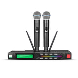 Professional Wireless Microphone Set Mic UHF Long Range Dual Antenna for Karaoke Stage Performances UK Plug