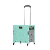 Foldable Utility Cart 4 Silent Brake Universal Wheel Collapsible Handcart Rolling Folding Utility Crate with Cover Green Large Wheel