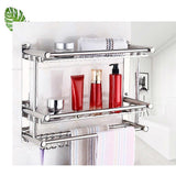 2 Tier Bathroom Organizers and Storage Hanging Shower Caddy with 2 Towel Rack and 5 Hooks Never Rust Stainless Steel Shower Organizer Shelves for Wal
