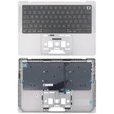 (Silver) For MacBook Pro 14 inch 2021 A2442 / 2023 A2779 Big Enter Version UK Keyboard with C Shell