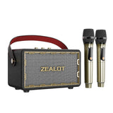 (Black) Zealot MT01M Retro Card Portable Wireless Bluetooth Speaker with Dual Microphones MT01 + 2 Mic