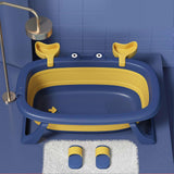 Folding Baby Bathtub Portable Prevent Slipping Easy Storage Newborn Washing Tub with Storage Slot for Newborns Blue
