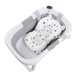 Baby Bath Tub Prevent Slipping Suspension Pad Thermometer Drain Hole Folding Bathtub for Infants Grey