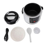 Car Rice Cooker 2L Portable Stick Proof Multifunctional Mini Rice Cooker with Inner Pot Steam Basket for Travel 12V